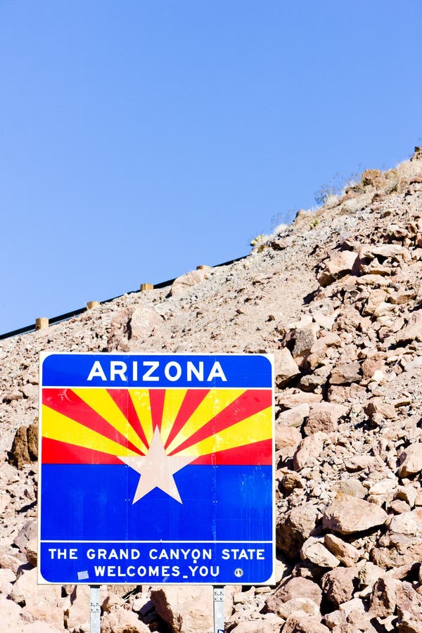 Sign on the Arizona border, USA royalty free stock photography