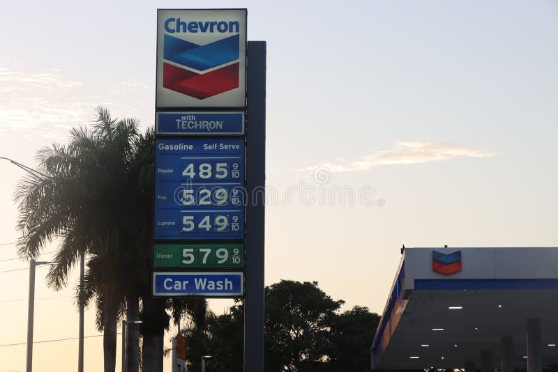 Sign of a Chevron Gas Station in Miami, Florida. Editorial Photo ...