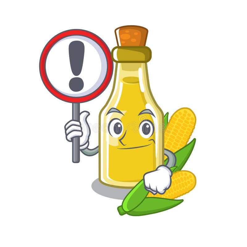 With sign corn oil in a cartoon bowl stock illustration