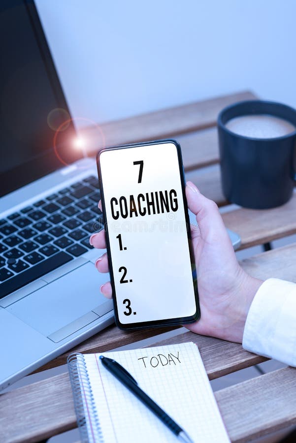 Sign displaying 7 Coaching. Business approach Refers to a number of figures regarding business to be succesful -48561 stock photography