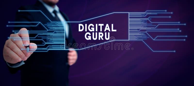 Sign displaying Digital Guru. Word Written on teacher and intellectual guide in matters of fundamental concern of royalty free stock photo
