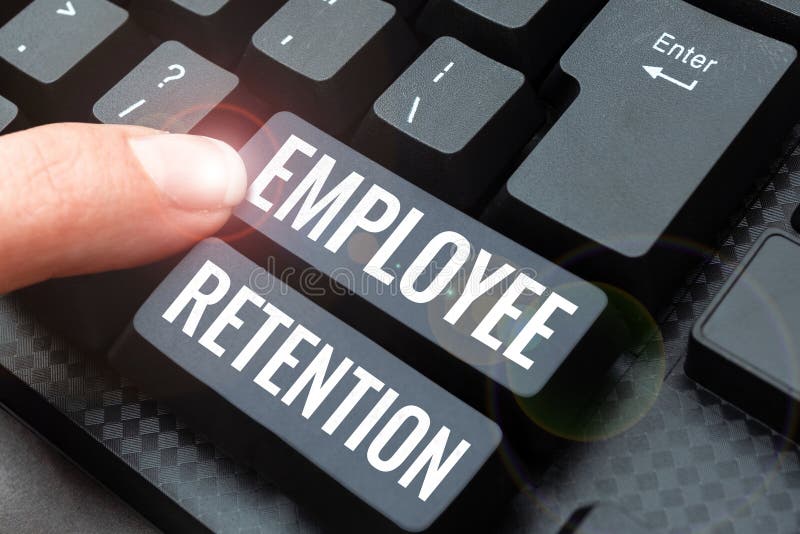 Hand writing sign Employee Retention. Business concept internal recruitment method employed by organizations royalty free stock photos