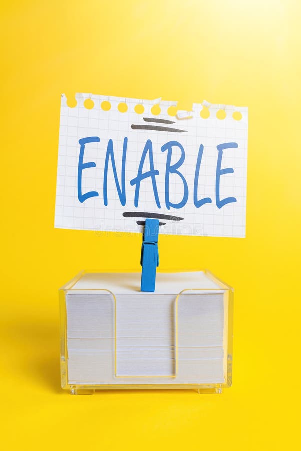 Sign displaying Enable. Business approach give someone or something the authority or means to do something Colorful Idea stock photos