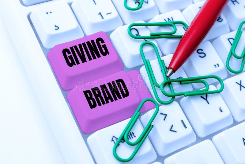 Sign displaying Giving Brand. Business showcase The process of giving a Name to a company products or services -48628 stock image