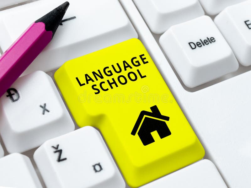 Sign displaying Language School. Internet Concept educational institution focusing on foreign languages stock image