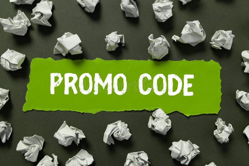 Sign Displaying Promo Code. Word Written on Digital Numbers that Give