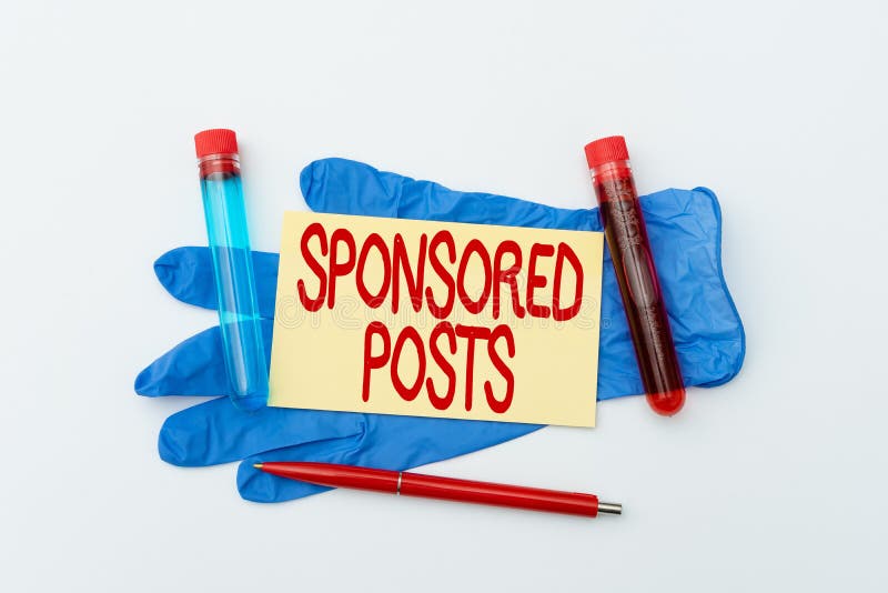 Sign displaying Sponsored Posts. Business idea post that a business pays to distribute to a wider audiences Sending royalty free stock images