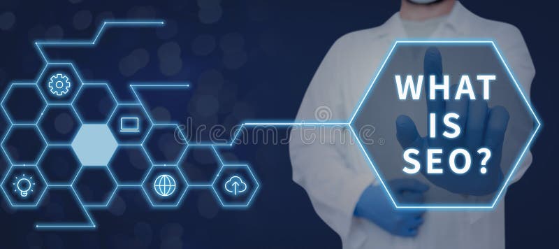 Hand writing sign What Is Seo. Business overview Search Engine Keywording Marketing Online searching Strategies Doctor royalty free stock image