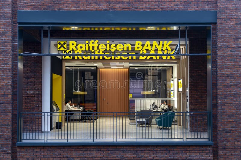 Sign and entrance of Raiffeisen Bank