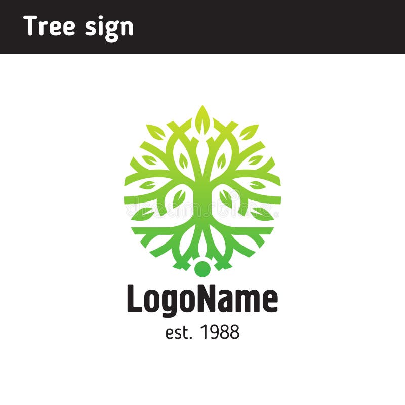 Sign in the form of a tree with roots. Sign in the form of a tree with roots