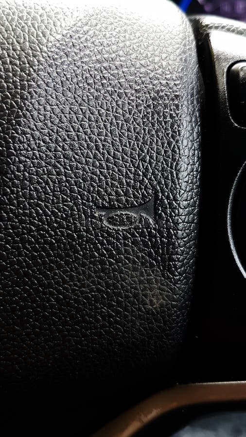 Sign of Horn on Steering Wheel in Leather Detail Stock Photo Image of