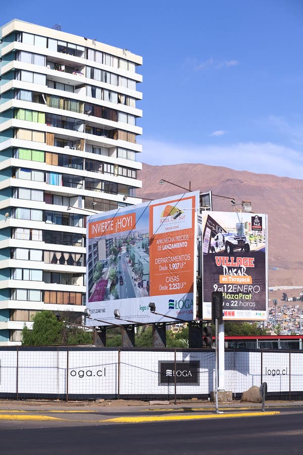 Sign Informing About Apartment and House Sales in Iquique, Chile