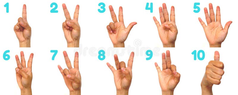 Sign Language Numbers 1-10 for the Deaf . American Sign Language ASL
