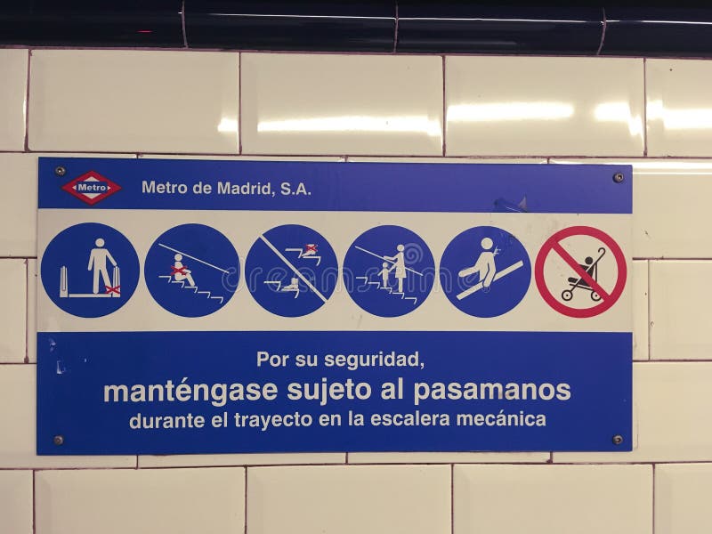 Sign in the Madrid Metro Indicating the Rules, Dangers and Risks. Editorial  Photo - Image of city, spain: 177807826
