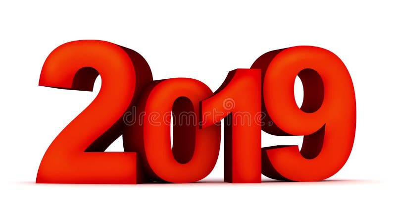 Sign new year 2019 on white background and alpha channel