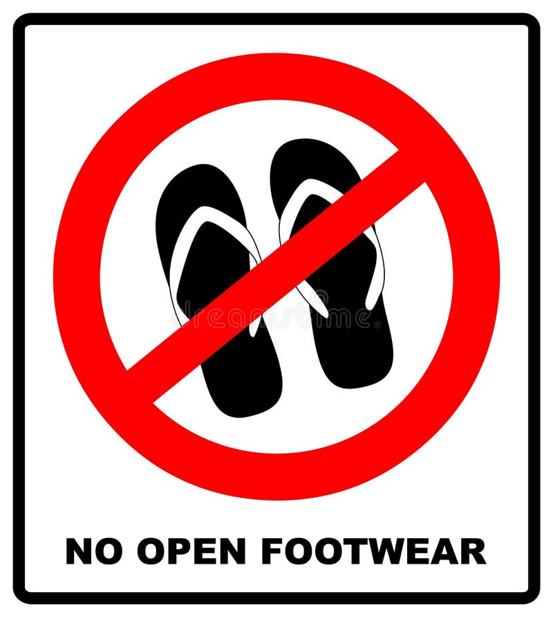 Sign No Sandals No Slipper Red Prohibition Plane Icon On Sign No Sandals No Slipper Red Prohibition Plane Icon On