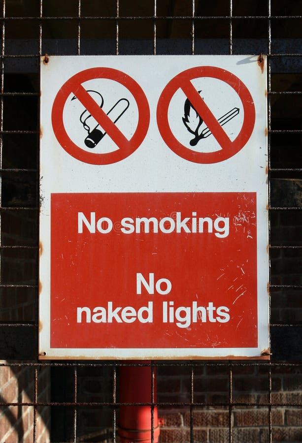 Industrial Warning Sign, No Smoking/Naked Lights. Industrial lights stock images, royalty-free photos and pictures