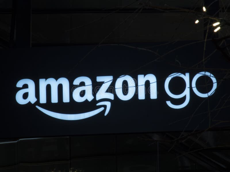 Sign outside Amazon Go convenience store that requires no check out cashier opened their first store near Amazon campus stock images Sign outside Amazon Go convenience store that requires no check out cashier opened their first store near Amazon campus stock images