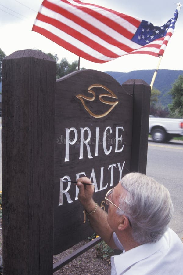 Sign Painter Working stock image. Image of adult, commercial 2140213