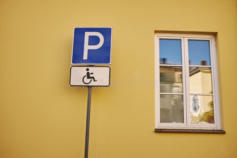 Sign `parking for disabled` stock photo Sign `parking for disabled` stock photo