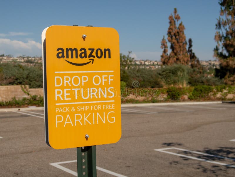 Sign for Amazon Drop Offs and Returns royalty free stock image