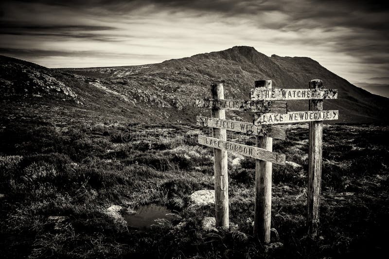 Sign Posts at Mt Field, Tasmania, Australia. Sign posts at Mt Field National Park, Tasmania, Australia stock images Sign Posts at Mt Field, Tasmania, Australia. Sign posts at Mt Field National Park, Tasmania, Australia stock images