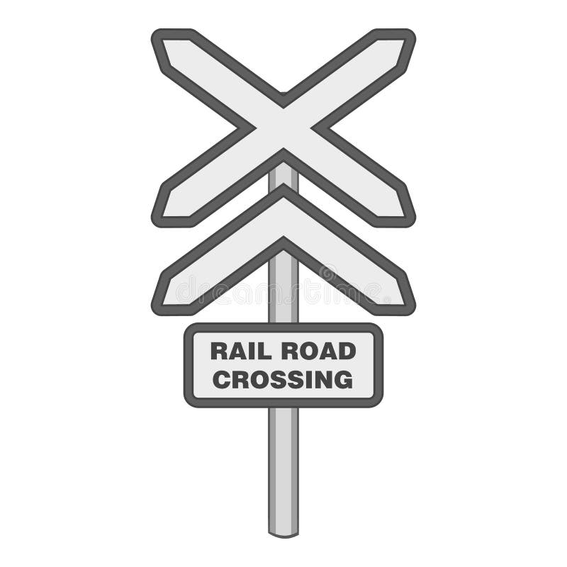 Sign rail road crossing icon, monochrome style