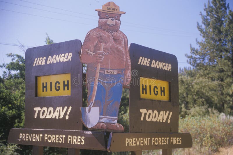A sign that reads ï¿½Fire danger high todayï¿½ royalty free stock photography