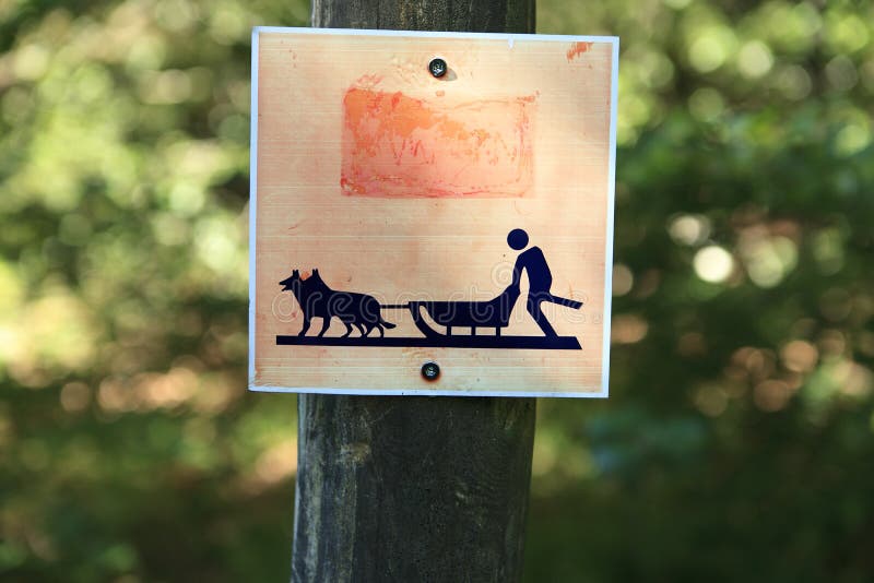 Sign for sled dogs stock photo. Image of information 98687930
