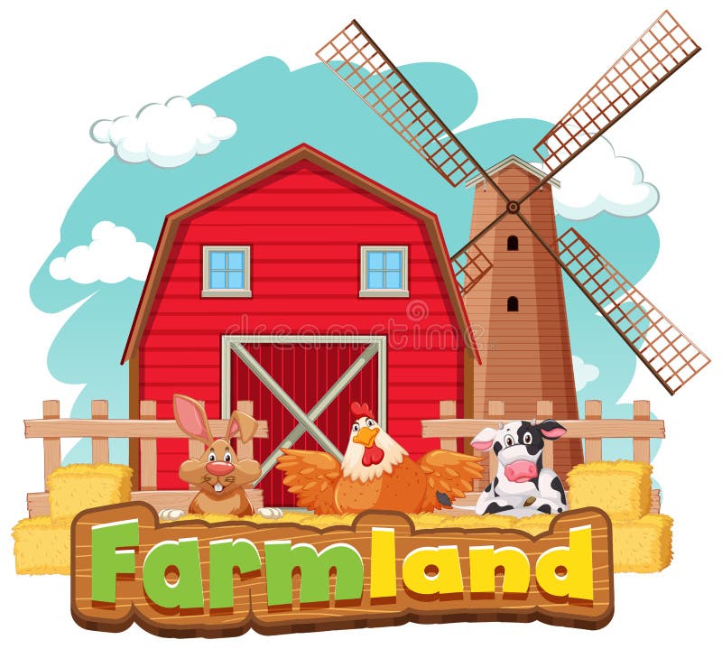 Sign Template for Farmland with Barn and Many Animals Stock Vector -  Illustration of rabbit, farm: 181369400