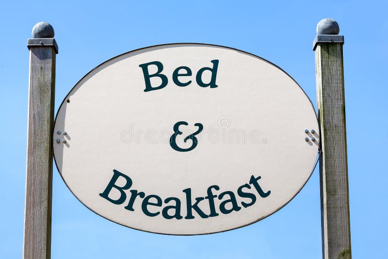 Sign with Text Bed & Breakfast in Blue Sky Stock Photo Image of private, oval 196747934