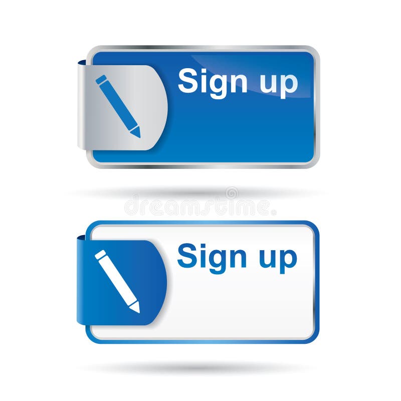 Sign up button or icon with reflective web2 design