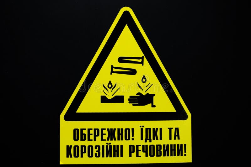Sign Writing Careful, Caustic Substances Stock Photo Image of