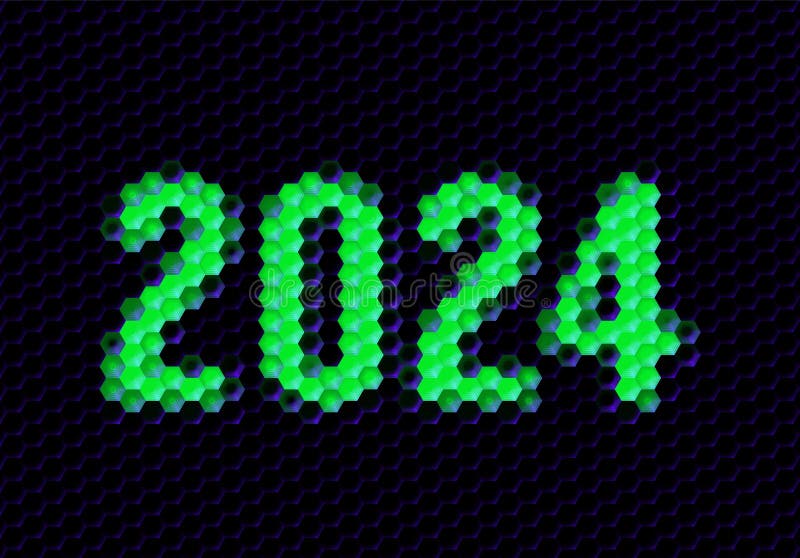 Sign of the 2025 Year with Hex Pixel Grid. New Years Number or Digits