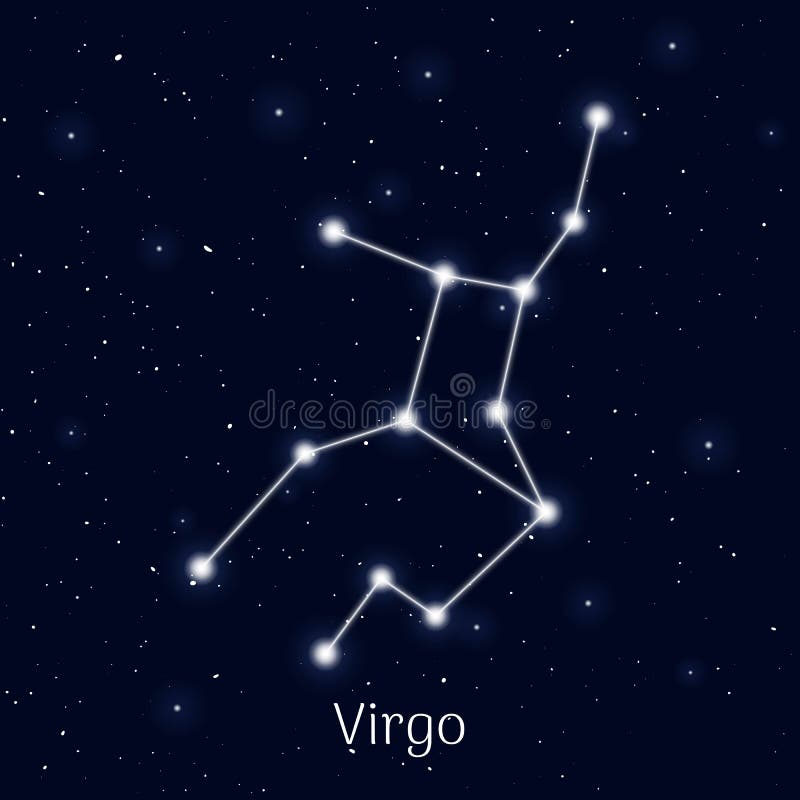 Sign zodiac virgo, night sky background, realistic