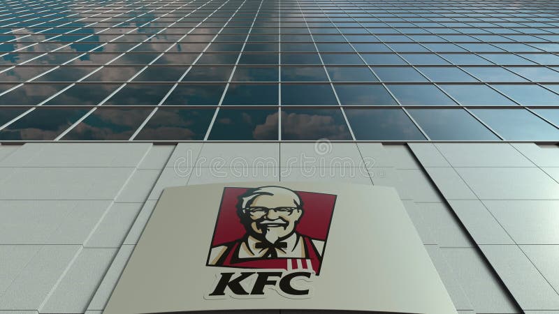 Kentucky Fried Chicken KFC Logo on a Skyscraper Facade Reflecting Clouds.  Editorial 3D Rendering Editorial Stock Image - Image of official, center:  102040429