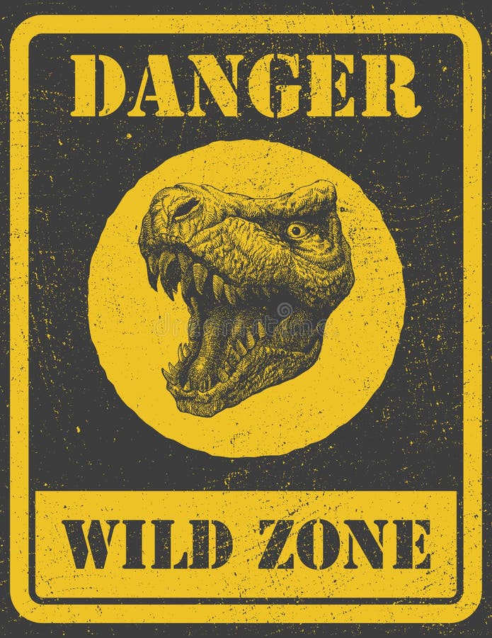 Warning sign. danger signal with dinosaur. vector eps 8. Warning sign. danger signal with dinosaur. vector eps 8