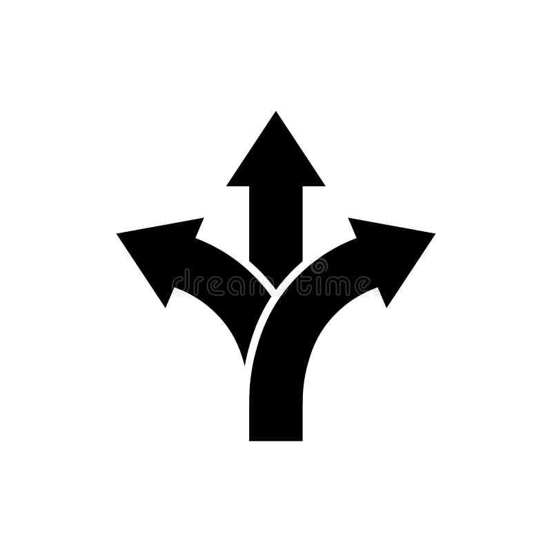 Signal de direction à trois voies de route d'icône de flèche de direction