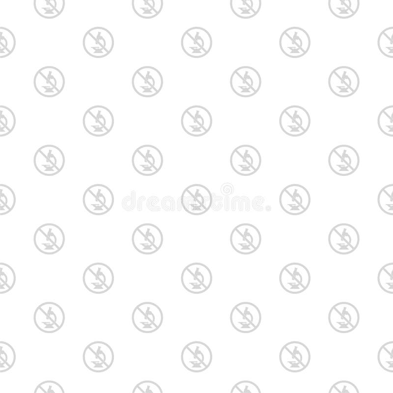 Signal interdit avec un modèle d'icône de microscope sans soudure isolé sur fond blanc illustration stock