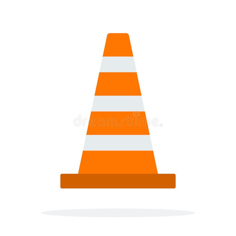 Signal traffic cone vector flat material design isolated object on white background. vector illustration
