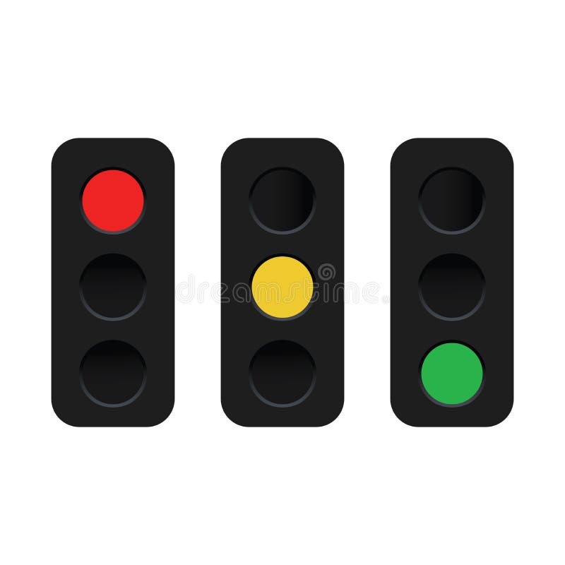 Signal traffic light on road, stoplight. Vector illustration stock illustration