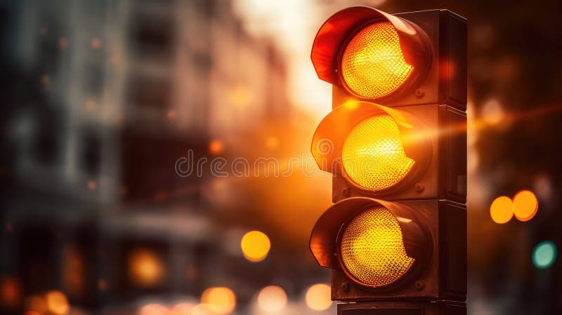 Signal traffic light yellow stock illustration