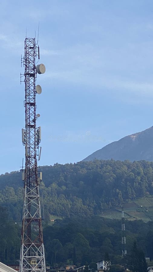 Signal Transmitter Antenna in the Mountains Stock Image Image of east