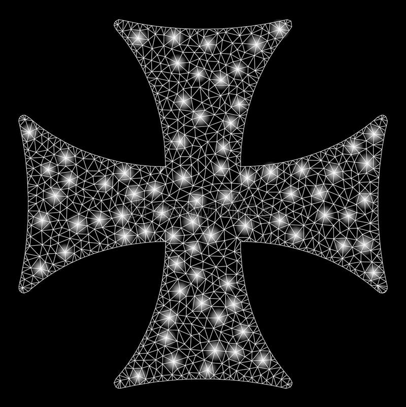 Signalljus Mesh Wire Frame Maltese Cross med signalljusfläckar stock illustrationer Signalljus Mesh Wire Frame Maltese Cross med signalljusfläckar stock illustrationer
