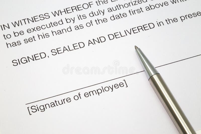 Signature D Un Contrat De Travail Photo Stock Image Du