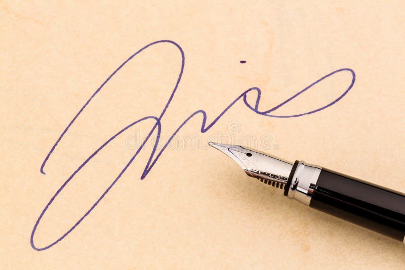 Signature and fountain pen stock image. Image of contracts 38197979