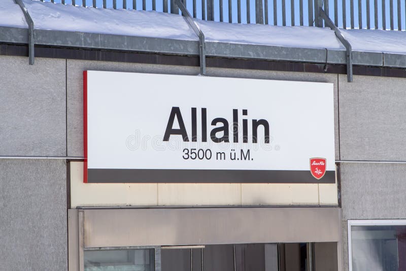 Signboard of Allalin ski station, Saas Fee, Switzerland