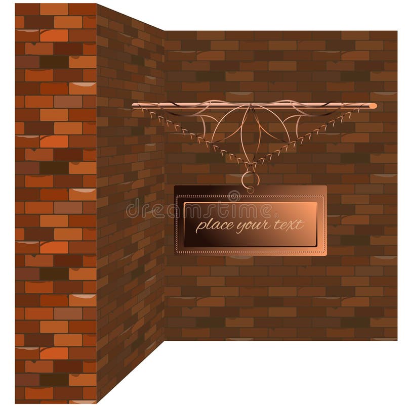 Signboard Copper Brick Wall Vintage Stock Vector Illustration of