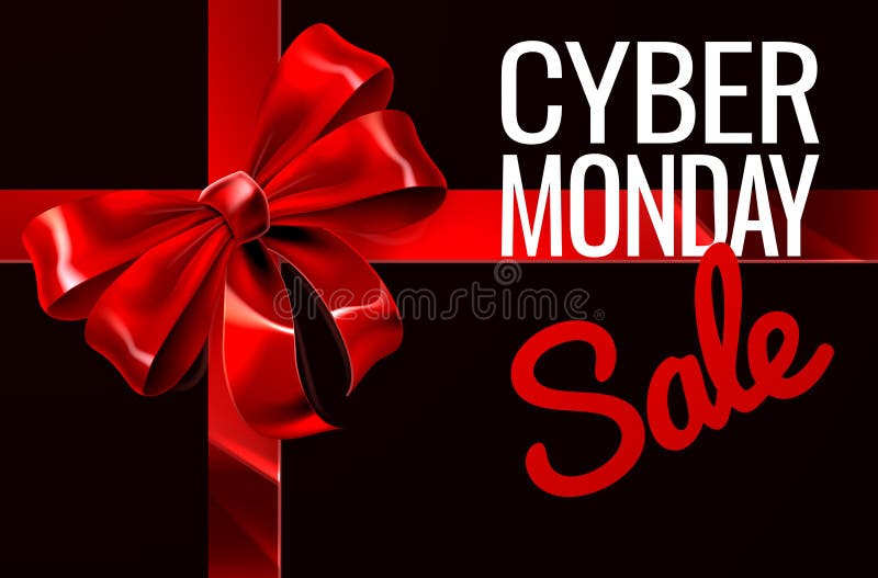 Signe d'arc de ruban de cadeau de vente de lundi de Cyber illustration de vecteur Signe d'arc de ruban de cadeau de vente de lundi de Cyber illustration de vecteur