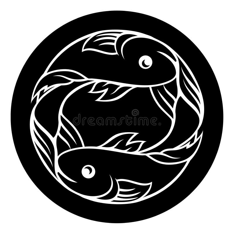 Circle Pisces fish horoscope astrology zodiac sign icon. Circle Pisces fish horoscope astrology zodiac sign icon